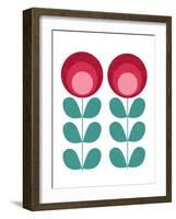 Mid Century Modern Pink Flowers-Anita Nilsson-Framed Art Print