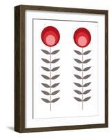 Mid Century Modern Red Flowers II-Anita Nilsson-Framed Art Print