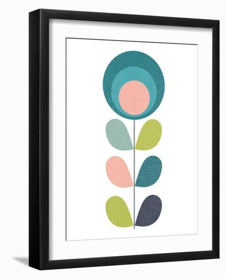 Mid Century Modern Teal Flower I-Anita Nilsson-Framed Art Print