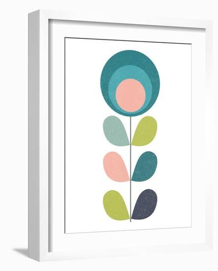 Mid Century Modern Teal Flower I-Anita Nilsson-Framed Art Print