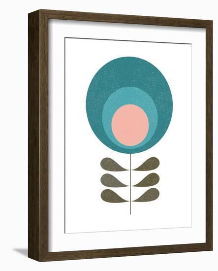 Mid Century Modern Teal Flower I-Anita Nilsson-Framed Art Print