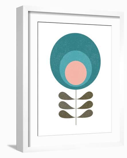 Mid Century Modern Teal Flower I-Anita Nilsson-Framed Art Print