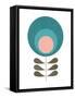 Mid Century Modern Teal Flower I-Anita Nilsson-Framed Stretched Canvas