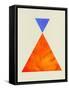 Mid Century Orange and Blue Triangles-Eline Isaksen-Framed Stretched Canvas