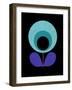 Mid Century Pale turquoise Flower on Black-Anita Nilsson-Framed Art Print