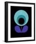 Mid Century Pale turquoise Flower on Black-Anita Nilsson-Framed Art Print