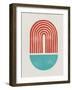 Mid Century Persian Red and Teal-Eline Isaksen-Framed Art Print