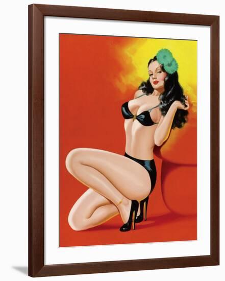 Mid-Century Pin-Ups - Beauty Magazine - Hot in Black-Peter Driben-Framed Art Print