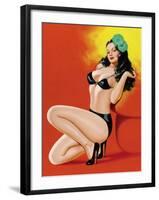 Mid-Century Pin-Ups - Beauty Magazine - Hot in Black-Peter Driben-Framed Art Print