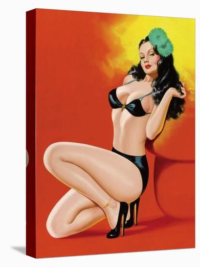 Mid-Century Pin-Ups - Beauty Magazine - Hot in Black-Peter Driben-Stretched Canvas
