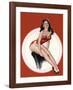 Mid-Century Pin-Ups - Eyeful Magazine - Brunette in a Red Bathing suit-Peter Driben-Framed Art Print