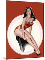 Mid-Century Pin-Ups - Eyeful Magazine - Brunette in a Red Bathing suit-Peter Driben-Mounted Art Print