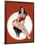 Mid-Century Pin-Ups - Eyeful Magazine - Brunette in a Red Bathing suit-Peter Driben-Framed Art Print