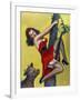 Mid-Century Pin-Ups - Moo - Up a tree-Peter Driben-Framed Art Print