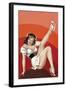 Mid-Century Pin-Ups - Titter Magazine - Winking Brunette-Peter Driben-Framed Art Print