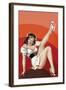 Mid-Century Pin-Ups - Titter Magazine - Winking Brunette-Peter Driben-Framed Art Print