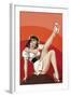 Mid-Century Pin-Ups - Titter Magazine - Winking Brunette-Peter Driben-Framed Art Print