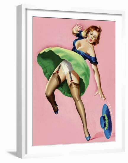 Mid-Century Pin-Ups - Wink Magazine - Strong Wind-Peter Driben-Framed Art Print