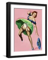 Mid-Century Pin-Ups - Wink Magazine - Strong Wind-Peter Driben-Framed Art Print