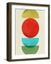 Mid Century Red Circle and Half Moons I-Eline Isaksen-Framed Art Print