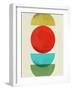 Mid Century Red Circle and Half Moons I-Eline Isaksen-Framed Art Print