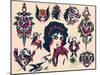 Mid-Century Tattoo Flash-null-Mounted Art Print