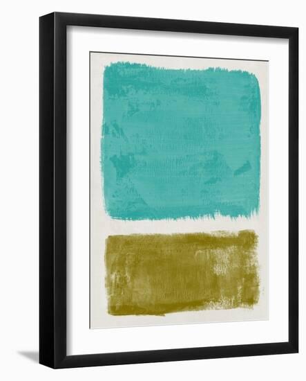 Mid Century Turquoise and Olive Study-Eline Isaksen-Framed Art Print