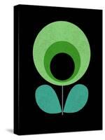 Mid Century Yellow green Flower on Black-Anita Nilsson-Stretched Canvas