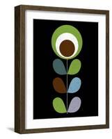 Mid Century Yellow green Flower on Black-Anita Nilsson-Framed Art Print