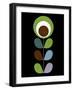 Mid Century Yellow green Flower on Black-Anita Nilsson-Framed Art Print