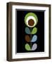 Mid Century Yellow green Flower on Black-Anita Nilsson-Framed Art Print