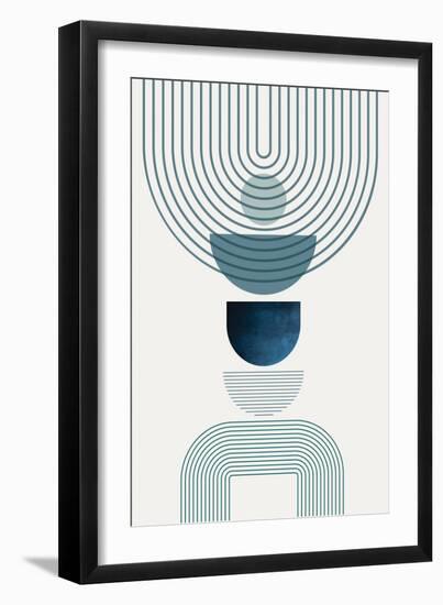 Mid CenturyModern Navy Teal 2-Urban Epiphany-Framed Art Print