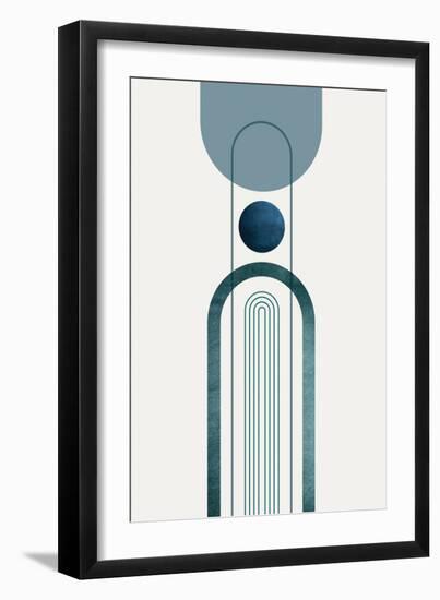 Mid CenturyModern Navy Teal 3-Urban Epiphany-Framed Art Print