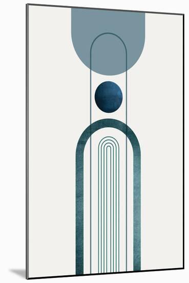 Mid CenturyModern Navy Teal 3-Urban Epiphany-Mounted Art Print