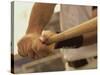 Mid Section View of a Baseball Player Swinging a Baseball Bat-null-Stretched Canvas