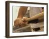 Mid Section View of a Baseball Player Swinging a Baseball Bat-null-Framed Photographic Print