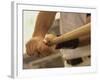 Mid Section View of a Baseball Player Swinging a Baseball Bat-null-Framed Photographic Print