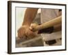 Mid Section View of a Baseball Player Swinging a Baseball Bat-null-Framed Photographic Print