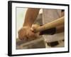 Mid Section View of a Baseball Player Swinging a Baseball Bat-null-Framed Photographic Print