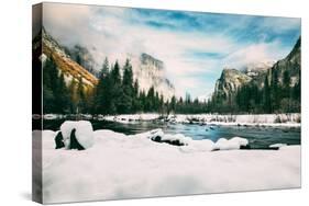 Mid Winter at Classic Valley View, Yosemite National Park, California-Vincent James-Stretched Canvas