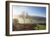 Mid-winter sunlight, and mist around Hutton Le Hole moorland village in Farndale-John Potter-Framed Photographic Print