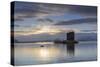 Mid-winter sunset over Loch Linnhe and Castle Stalker in winter, Argyll and Bute, Scotland-John Potter-Stretched Canvas