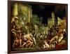 Midas' Feast in Honour of Bacchus and Silenus'. C.16th Century-Lucas van Valckenborch-Framed Giclee Print