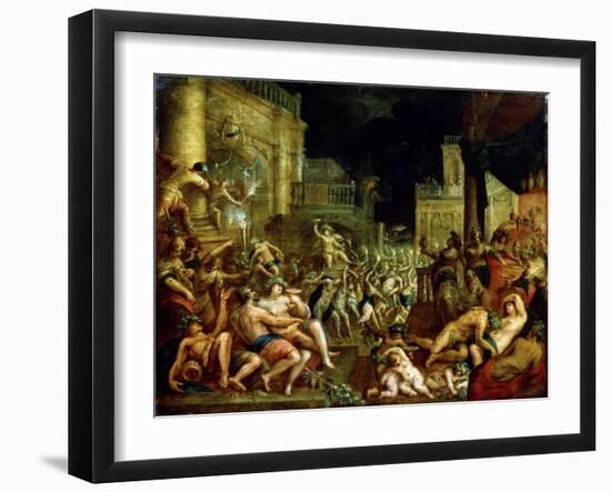 Midas' Feast in Honour of Bacchus and Silenus'. C.16th Century-Lucas van Valckenborch-Framed Giclee Print