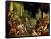 Midas' Feast in Honour of Bacchus and Silenus'. C.16th Century-Lucas van Valckenborch-Framed Stretched Canvas