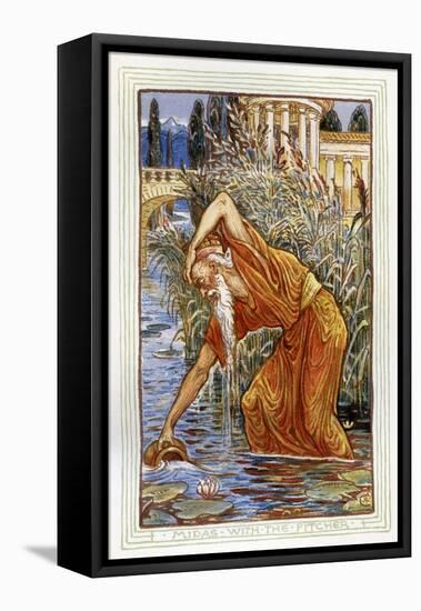 Midas with the pitcher-Walter Crane-Framed Stretched Canvas