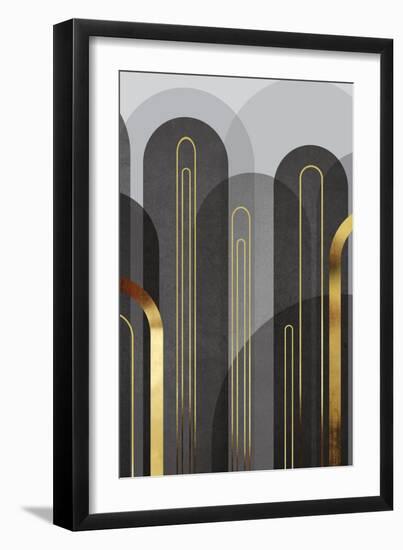 MidCentury Arches Black Gold 2-Urban Epiphany-Framed Art Print