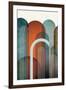 MidCentury Arches Teal Orange 1-Urban Epiphany-Framed Art Print