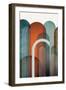 MidCentury Arches Teal Orange 1-Urban Epiphany-Framed Art Print