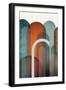 MidCentury Arches Teal Orange 1-Urban Epiphany-Framed Art Print